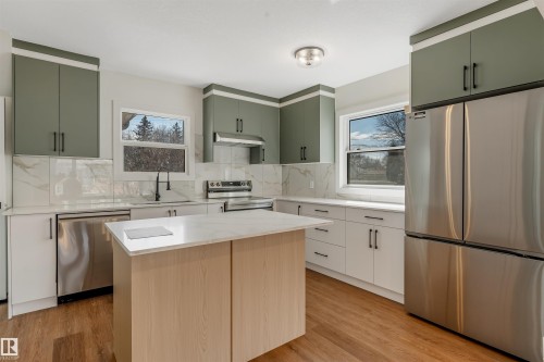 12033 54 Street, Edmonton, AB - Indoor Photo Showing Kitchen With Stainless Steel Kitchen With Upgraded Kitchen