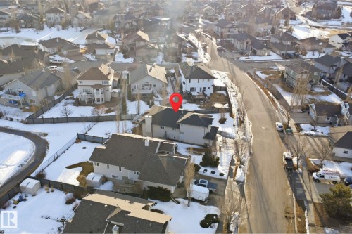 Aerial perspective showcasing a residential neighborhood with varied architectural styles - 6009 36 Avenue, Beaumont, AB - Outdoor With View