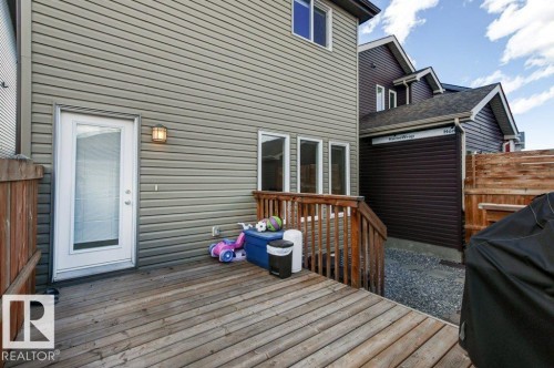 Private deck featuring wood planking and railing - 17451 77 Street, Edmonton, AB - Outdoor With Deck Patio Veranda With Exterior