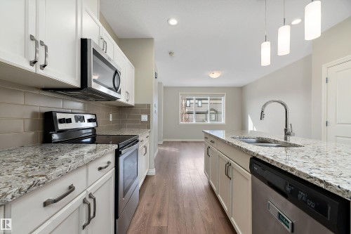 8707 221 Street, Edmonton, AB - Indoor Photo Showing Kitchen With Double Sink With Upgraded Kitchen