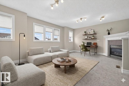 2012 126 Street, Edmonton, AB - Indoor Photo Showing Living Room With Fireplace