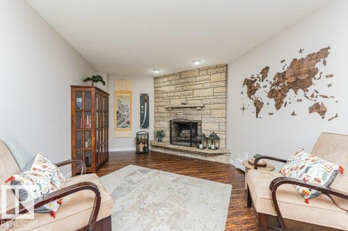 1727 65 Street, Edmonton, AB - Indoor Photo Showing Living Room With Fireplace