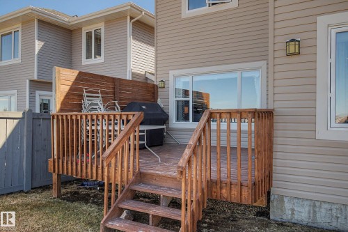 Exterior wood deck with railings and steps providing outdoor access - 2086 Redtail Common, Edmonton, AB - Outdoor With Deck Patio Veranda With Exterior