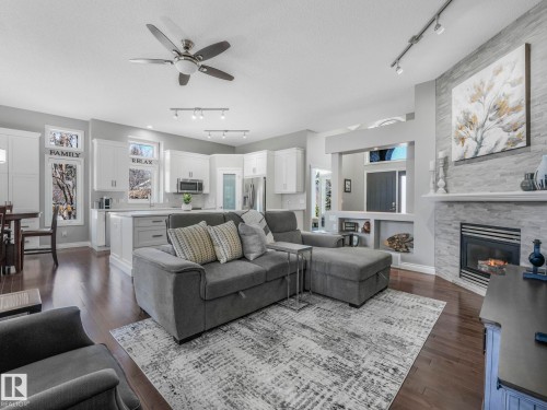 67 Leonard Drive, St. Albert, AB - Indoor Photo Showing Living Room With Fireplace