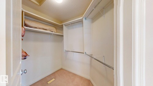 The property features a walk-in closet with carpet flooring, shelving, and hanging rods - 613 Todd Link, Edmonton, AB - Indoor