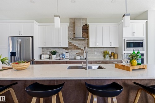 9928 151 Street Nw, Edmonton, AB - Indoor Photo Showing Kitchen With Stainless Steel Kitchen With Double Sink With Upgraded Kitchen