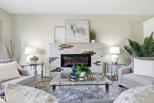 9928 151 Street Nw, Edmonton, AB - Indoor Photo Showing Living Room With Fireplace
