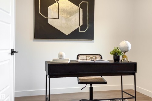 Office area with wood finished floors - 33 Sun Meadows Cl, Stony Plain, AB - Indoor Photo Showing Other Room