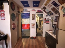 Wood-finish flooring extending throughout the space - 