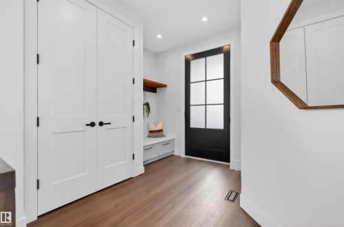 Entryway featuring wood-finish flooring and recessed lighting - 149 Eastgate Way, St. Albert, AB - Indoor Photo Showing Other Room