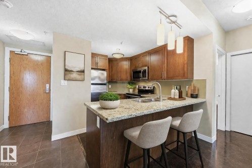 Virtually staged - 805 10055 118 Street, Edmonton, AB - Indoor Photo Showing Kitchen With Double Sink With Upgraded Kitchen