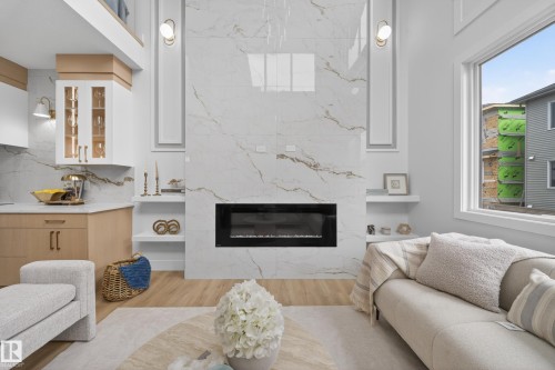 3507 45 Avenue, Beaumont, AB - Indoor Photo Showing Living Room With Fireplace