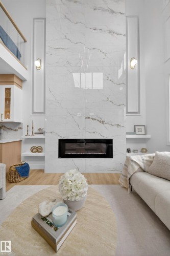 3507 45 Avenue, Beaumont, AB - Indoor Photo Showing Living Room With Fireplace
