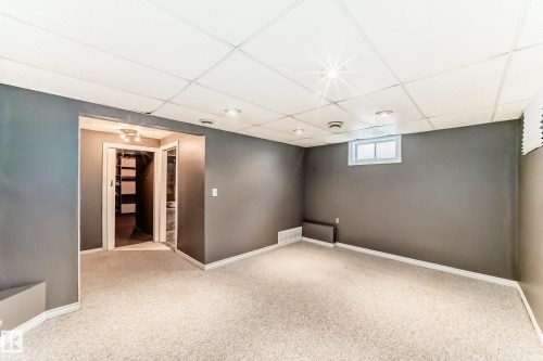 Carpeted room with recessed lighting and a drop ceiling - 9845 184 Street, Edmonton, AB - Indoor