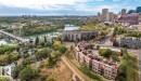 Expansive aerial perspective showcasing a riverfront urban landscape - 115 10105 95 Street, Edmonton, AB  - Outdoor With View 