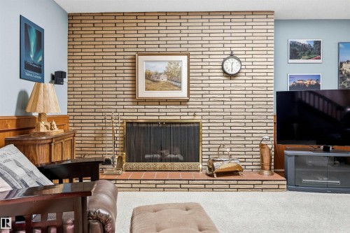 6308 131 Street, Edmonton, AB - Indoor Photo Showing Living Room With Fireplace