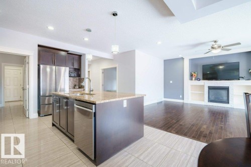 2212 22 Street, Edmonton, AB - Indoor Photo Showing Kitchen With Fireplace With Upgraded Kitchen