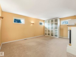 Spacious room featuring neutral carpeting, light-toned walls, and multiple windows - 