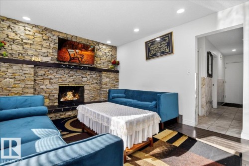 15815 124 Street, Edmonton, AB - Indoor Photo Showing Living Room With Fireplace