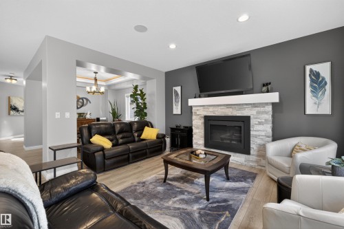 3353 Hilton Crescent, Edmonton, AB - Indoor Photo Showing Living Room With Fireplace