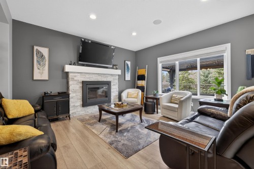3353 Hilton Crescent, Edmonton, AB - Indoor Photo Showing Living Room With Fireplace