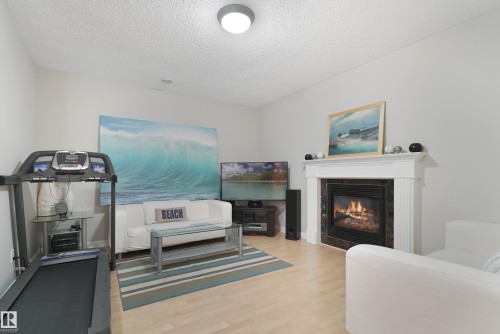 103 Griesbach Road, Edmonton, AB - Indoor Photo Showing Living Room With Fireplace