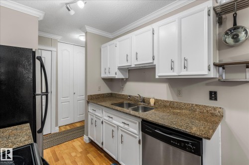 308 10520 80 Avenue, Edmonton, AB - Indoor Photo Showing Kitchen With Double Sink