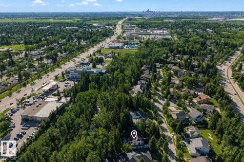 Aerial perspective of a verdant residential area featuring mature trees and established homes - 33 Glen Meadow Crescent, St. Albert, AB - Outdoor With View
