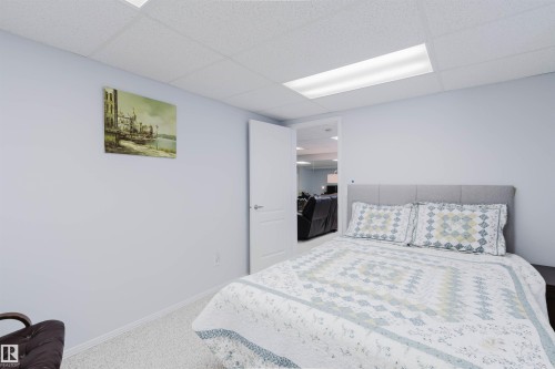 Carpeted room featuring light gray walls, a flush-mounted ceiling light, and a white interior door - 19 1659 Jamha Road, Edmonton, AB - Indoor Photo Showing Bedroom