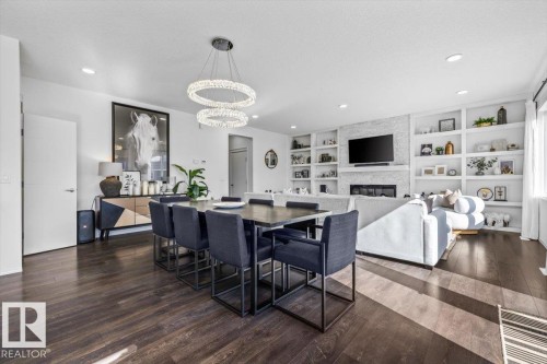 915 177 Street, Edmonton, AB - Indoor Photo Showing Dining Room With Fireplace