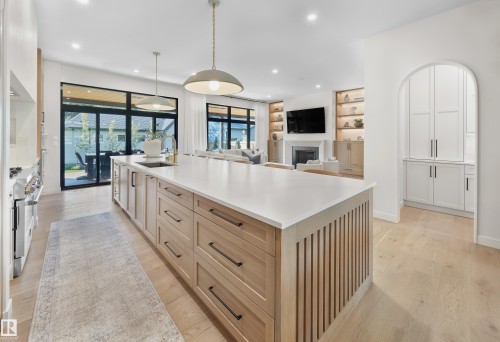 10534 139 Street, Edmonton, AB - Indoor Photo Showing Kitchen With Fireplace