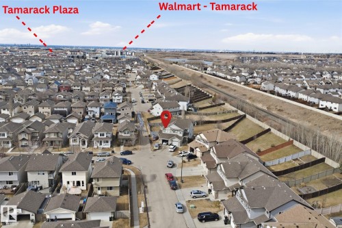 Aerial perspective of a residential neighborhood with detached homes, each featuring a private yard - 3545 11 Street, Edmonton, AB - Outdoor With View