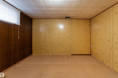 Room featuring light-toned vertical paneling and a contrasting darker horizontal paneling - 13331 64 Street Nw, Edmonton, AB - Indoor Photo Showing Other Room