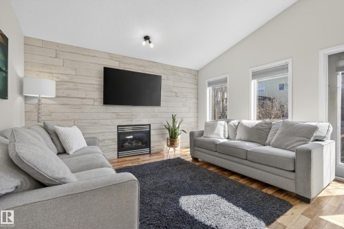 339 Foxboro Drive, Sherwood Park, AB - Indoor Photo Showing Living Room With Fireplace