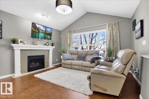 6072 Stanton Drive, Edmonton, AB - Indoor Photo Showing Living Room With Fireplace