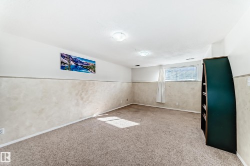 Spacious room featuring neutral carpet flooring, a window providing natural light, and overhead lighting - 4224 30 Street, Edmonton, AB - Indoor