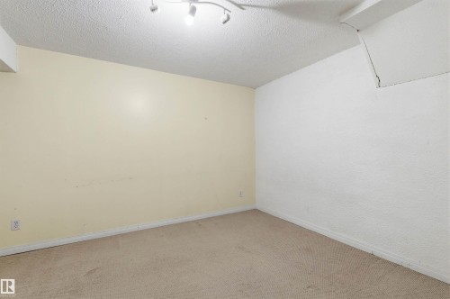 Room featuring track lighting, textured ceilings, and wall-to-wall carpeting - 11211 77 Avenue, Edmonton, AB - Indoor Photo Showing Other Room