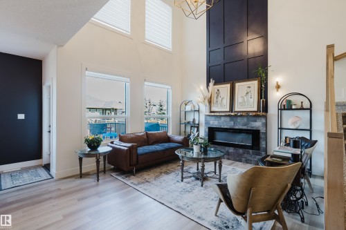 164 Hemingway Crescent, Spruce Grove, AB - Indoor Photo Showing Living Room With Fireplace