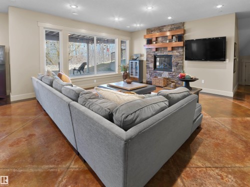 112 Windermere Drive, Edmonton, AB - Indoor Photo Showing Living Room With Fireplace