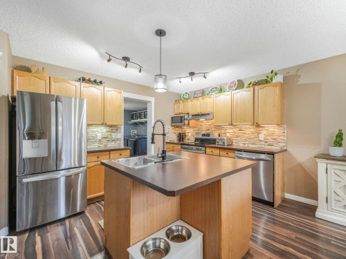 224 Hyndman Crescent, Edmonton, AB - Indoor Photo Showing Kitchen With Stainless Steel Kitchen With Double Sink