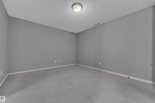 Spacious room featuring neutral gray walls, light gray carpet, white baseboards, and a semi-flush ceiling light fixture - 110 13825 155, Edmonton, AB - Indoor Photo Showing Other Room