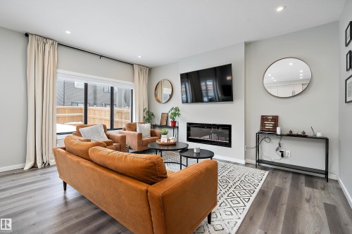 46 Chelles Wynd, St. Albert, AB - Indoor Photo Showing Living Room With Fireplace