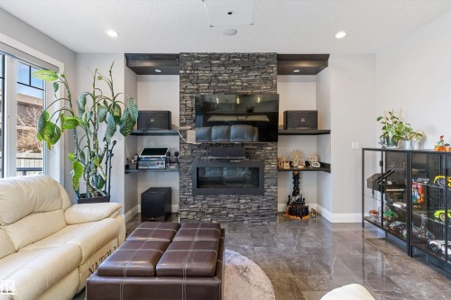 18096 89 Street, Edmonton, AB - Indoor Photo Showing Living Room With Fireplace