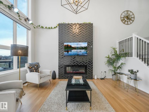 4324 Hawthorn Landing, Edmonton, AB - Indoor Photo Showing Living Room With Fireplace