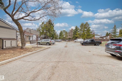 Paved parking area with multiple spaces and surrounding mature trees - 1116 Saddleback Road, Edmonton, AB - Outdoor