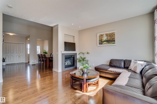 3843 Agar Green, Edmonton, AB - Indoor Photo Showing Living Room With Fireplace