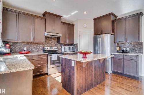 3843 Agar Green, Edmonton, AB - Indoor Photo Showing Kitchen With Stainless Steel Kitchen With Upgraded Kitchen
