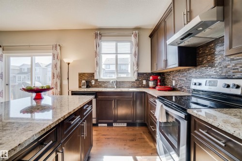 3843 Agar Green, Edmonton, AB - Indoor Photo Showing Kitchen With Stainless Steel Kitchen With Upgraded Kitchen