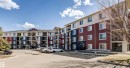Multi-story building featuring a red and dark gray facade with white trim - 208 18122 77 Street, Edmonton, AB  - Outdoor With Facade 