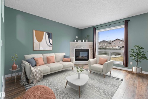 5407 204 Street, Edmonton, AB - Indoor Photo Showing Living Room With Fireplace